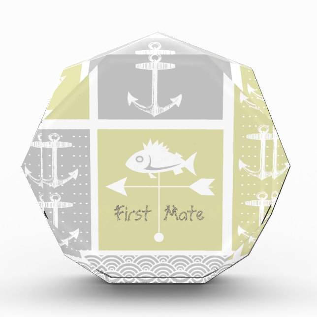 Nautical Yellow and Gray Anchor Fish Weather Vane Award (Front)