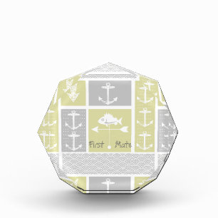 Nautical Yellow and Gray Anchor Fish Weather Vane Award