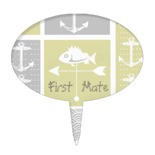 Nautical Yellow and Gray Anchor Fish Weather Vane Cake Topper