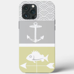 Nautical Yellow and Gray Anchor Fish Weather Vane iPhone 13 Pro Max Case