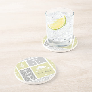 Nautical Yellow and Gray Anchor Fish Weather Vane Coaster
