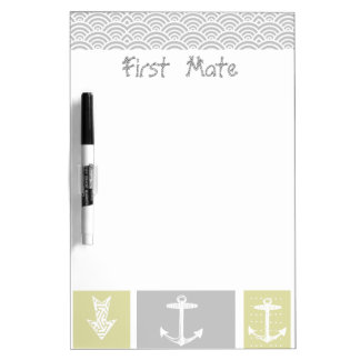 Nautical Yellow and Gray Anchor Fish Weather Vane Dry Erase Board
