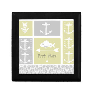 Nautical Yellow and Gray Anchor Fish Weather Vane Jewelry Box