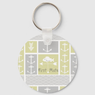 Nautical Yellow and Gray Anchor Fish Weather Vane Keychain