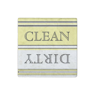 Nautical Yellow Dishwasher Dirty Clean Stone Magnet