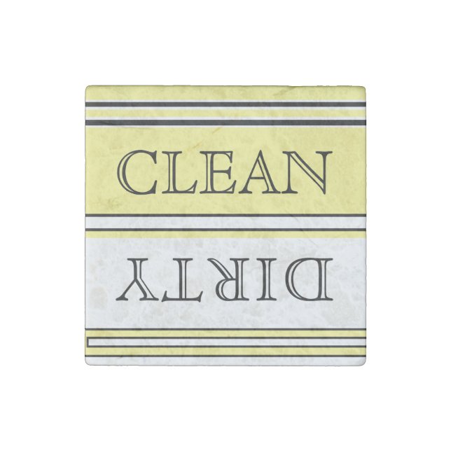 Nautical Yellow Dishwasher Dirty Clean   Stone Magnet (Front)