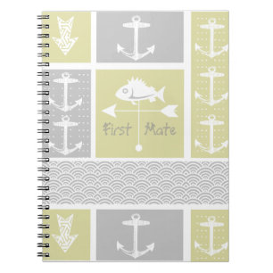 Nautical Yellow Gray Anchor Fish Weather Vane Notebook