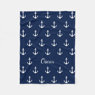 Nautical (You Choose Background Color) Fleece Blanket
