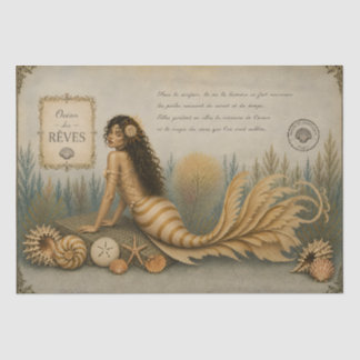 Nautilus Mermaid Decoupage Vintage Coastal Beach Tissue Paper