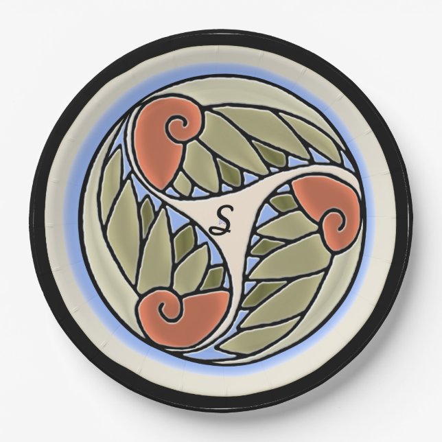 Nautilus Monogrammed Paper Plates (Front)