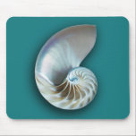 Nautilus mousepad<br><div class="desc">The inside of a nautilus shell on a teal background</div>
