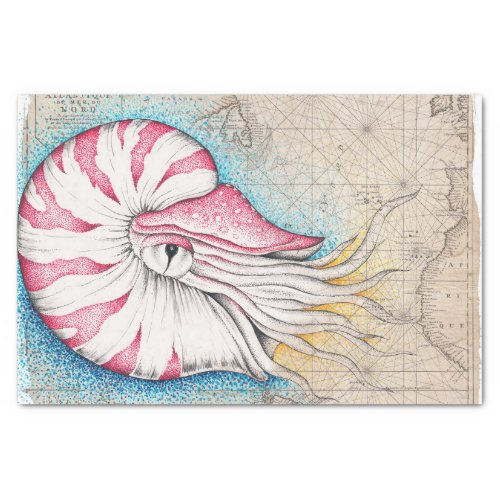 Nautilus Octopus Vintage Map Nautilus Tissue Paper