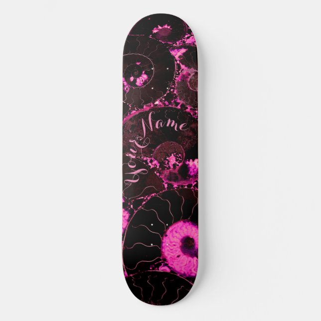Nautilus pink shell design skateboard deck (Front)