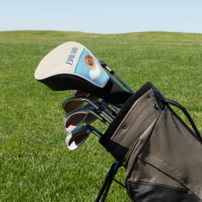 Nautilus Seashell and Sand  Golf Head Cover (In Situ)