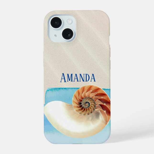 Nautilus Seashell and Sand  Iphone Case (Back)