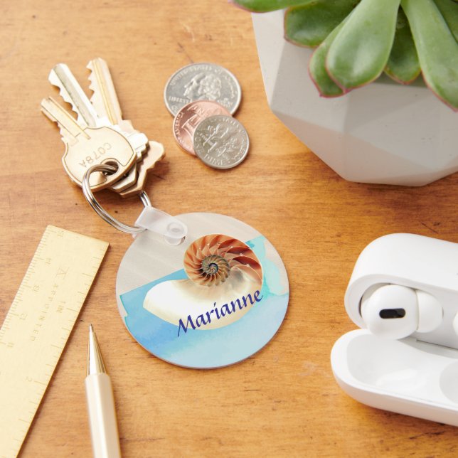 Nautilus Seashell and Sand Keychain (Desk)