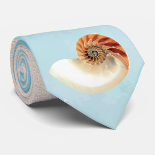 Nautilus Seashell and Sand Neck Tie