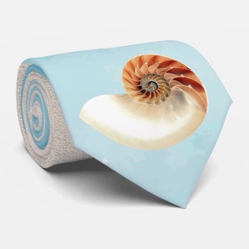 Nautilus Seashell and Sand  Neck Tie