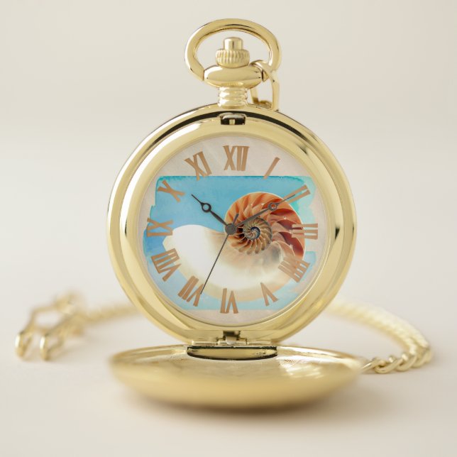 Nautilus Seashell and Sand  Pocket Watch (Inside)