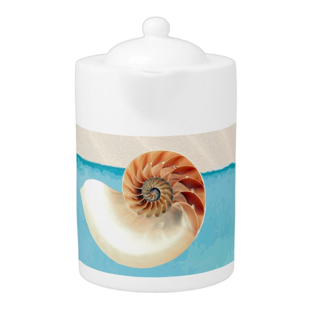 Nautilus Seashell and Sand Teapot (Front)