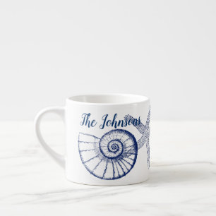 Nautilus Seashell & Starfish Marine Life Custom Espresso Cup