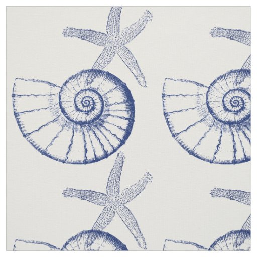 Nautilus Seashell & Starfish Marine Life Custom Fa Fabric