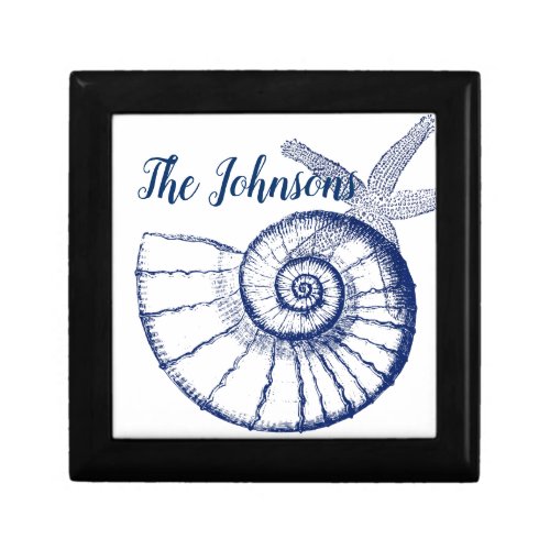 Nautilus Seashell  Starfish Marine Life Custom Gift Box