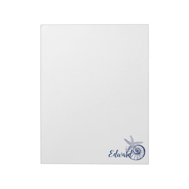 Nautilus Seashell & Starfish Marine Life Custom Notepad (Rotated)