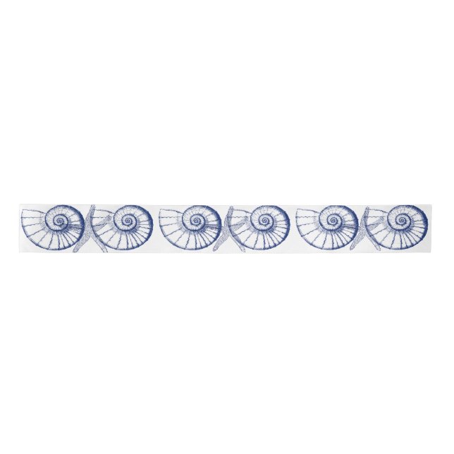 Nautilus Seashell & Starfish Marine Life Custom Sa Satin Ribbon (Front)