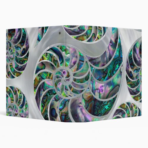 Nautilus Shell Abalone and Pearl 3 Ring Binder