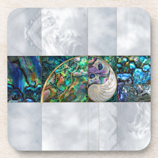 Nautilus Shell - Abalone and Pearl Beverage Coaster (Front)