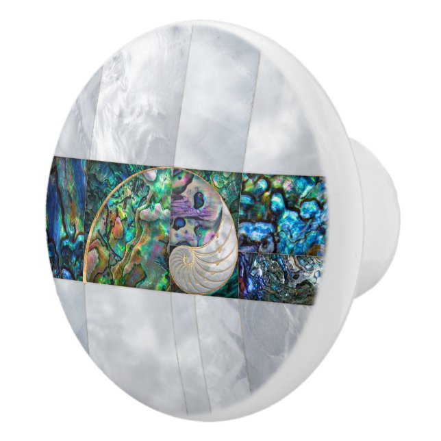 Nautilus Shell - Abalone and Pearl Ceramic Knob (Right)