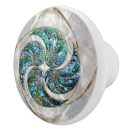 Nautilus Shell - Abalone and Pearl Ceramic Knob