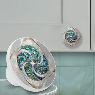 Nautilus Shell - Abalone and Pearl Ceramic Knob