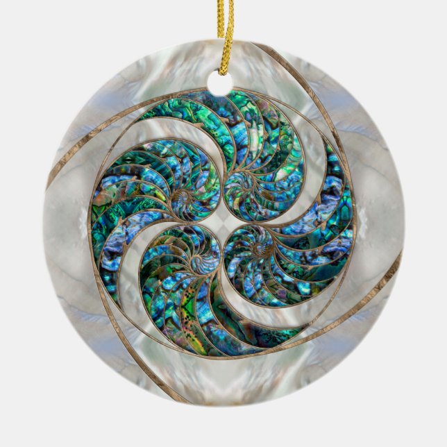 Nautilus Shell - Abalone and Pearl Ceramic Ornament (Front)