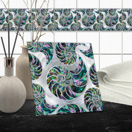 Nautilus Shell Abalone and Pearl Ceramic Tile