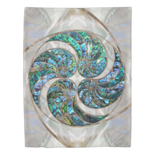 Nautilus Shell _ Abalone and Pearl Duvet Cover