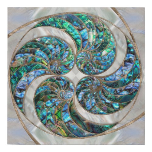 Nautilus Shell _ Abalone and Pearl Faux Canvas Print