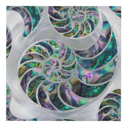 Nautilus Shell Abalone and Pearl Faux Canvas Print