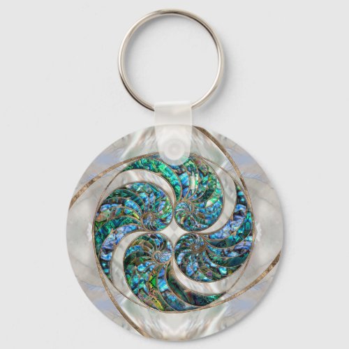 Nautilus Shell _ Abalone and Pearl Keychain