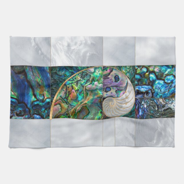 Nautilus Shell - Abalone and Pearl Kitchen Towel (Horizontal)