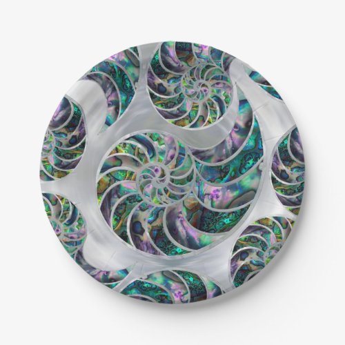 Nautilus Shell Abalone and Pearl Paper Plates