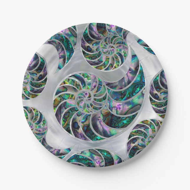 Nautilus Shell Abalone and Pearl Paper Plates (Front)