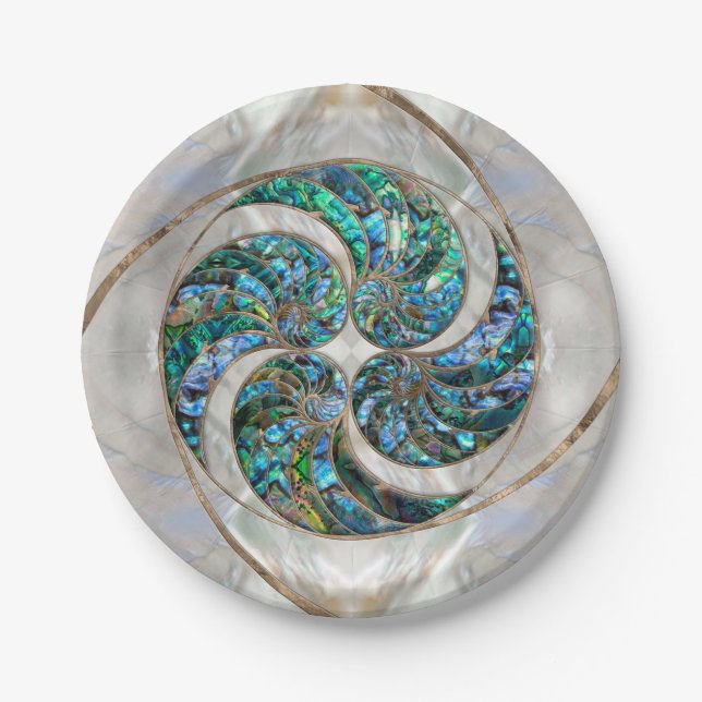 Nautilus Shell - Abalone and Pearl Paper Plates (Front)