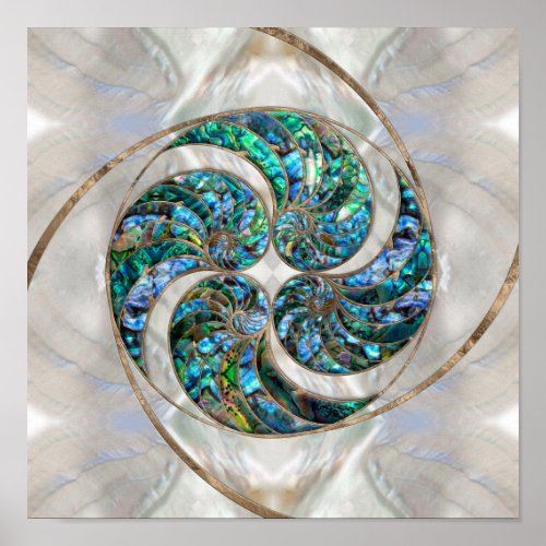 Nautilus Shell _ Abalone and Pearl Poster