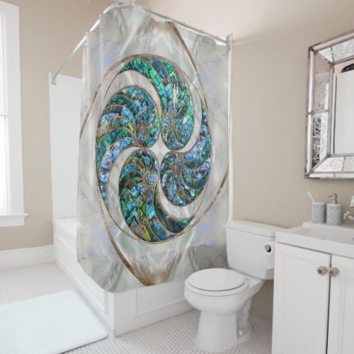 Nautilus Shell _ Abalone and Pearl Shower Curtain