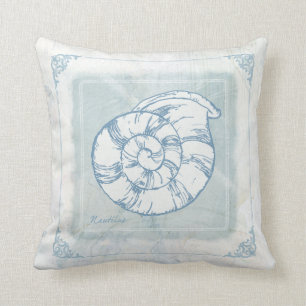 Nautilus Shell Beach Cottage Style Pillow