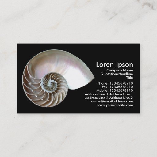 Customizable Nautilus Shell - Black Business Cards