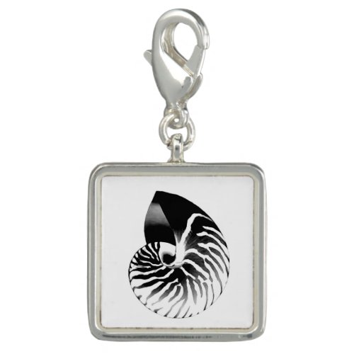 Nautilus shell _ black grey and white charm