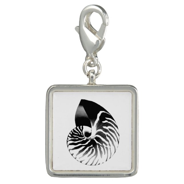 Nautilus shell - black, grey and white charm (Front)